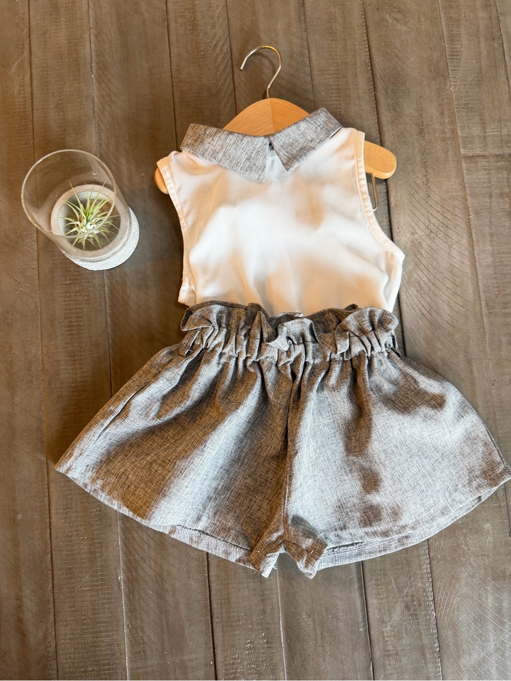 Girls Gray Grey Shorts Set